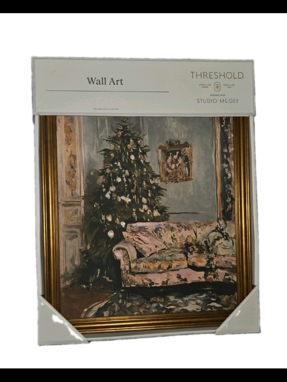 Studio McGee Gold Framed Holiday Tree & Floral Sofa Wall Art - Pink, Green, Gold